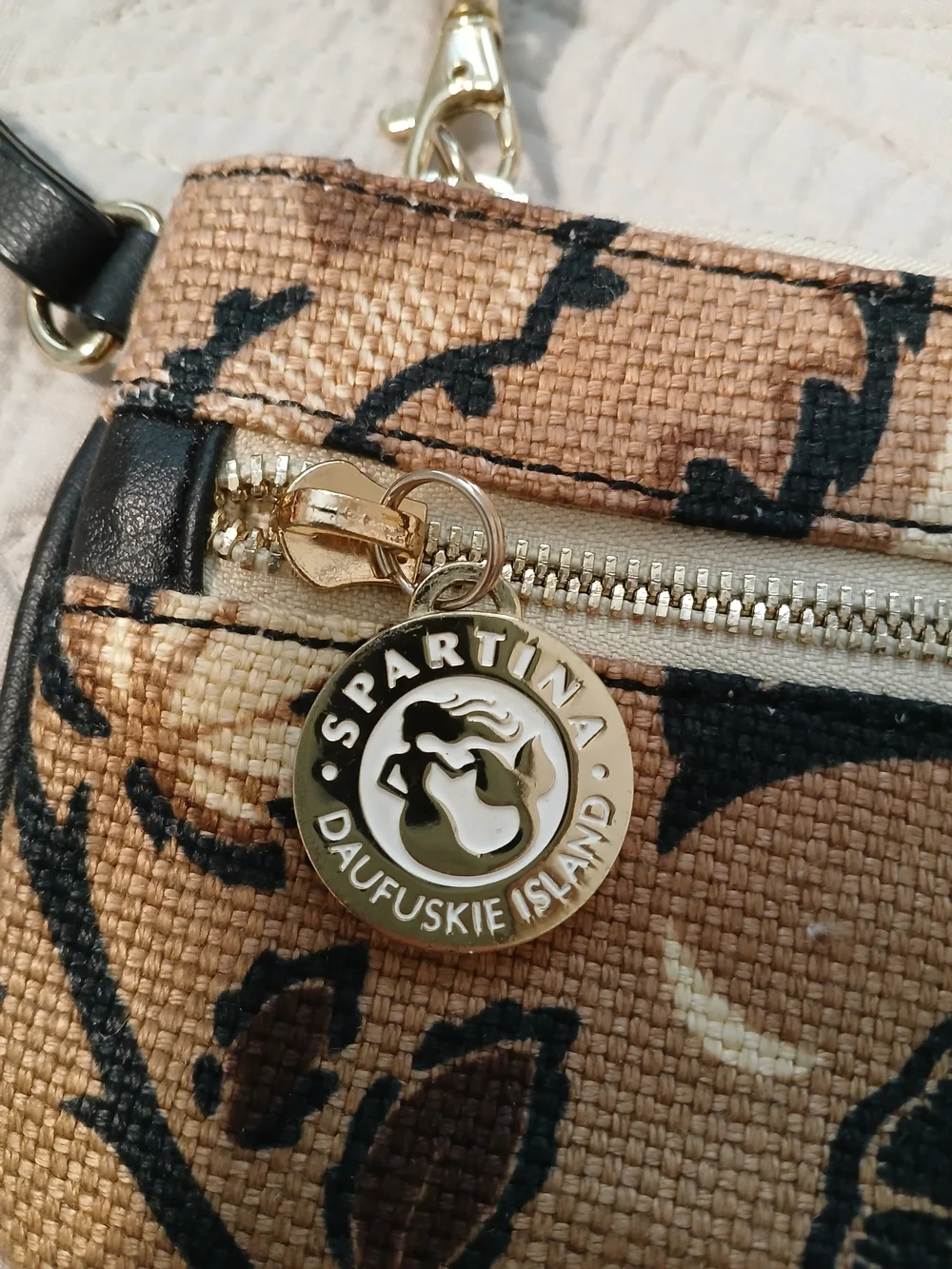 Spartina 449 Floral Wristlet Cosmetic Bag Brown & Black